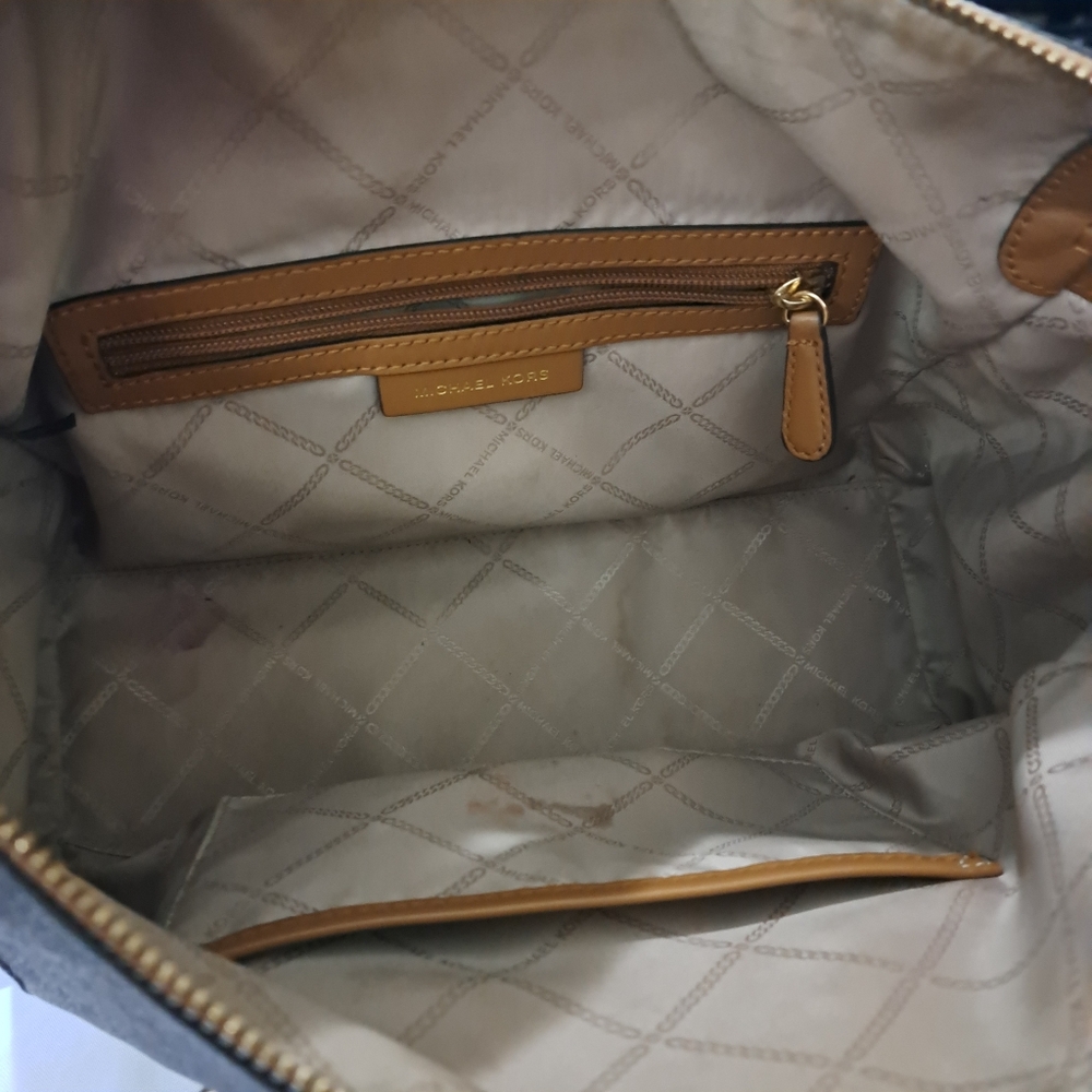 Michael Kors Brown Tan Satchel with Signature Design - Picture 11 of 12